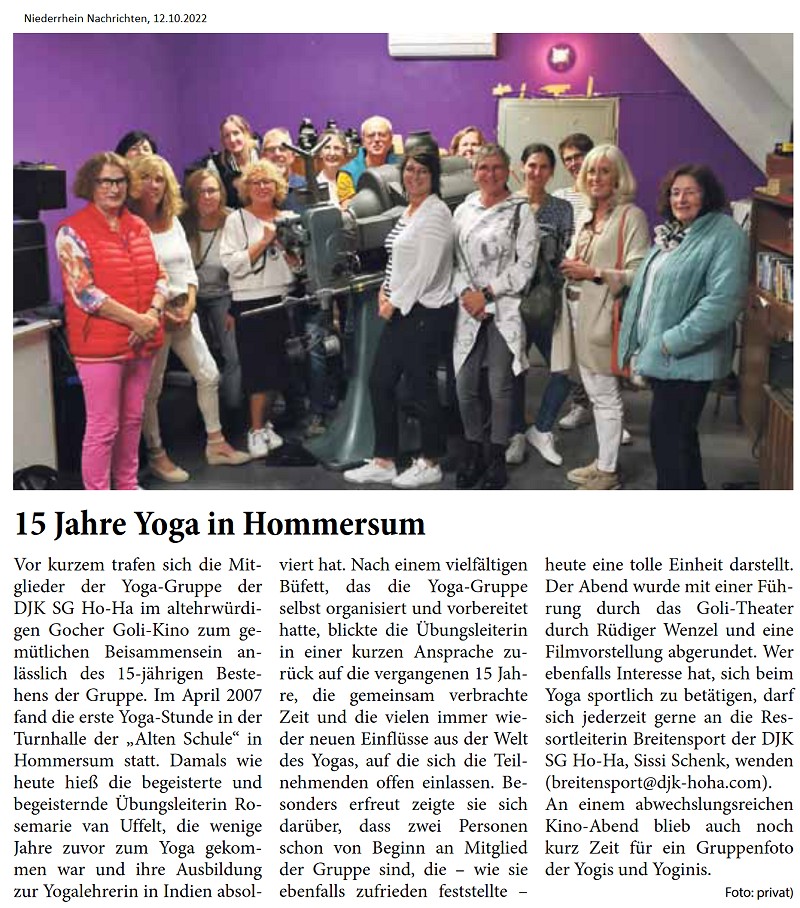 15 Jahre Yoga in Hommersum
