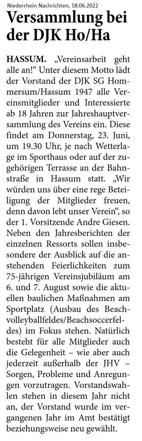 Versammlung bei der DJK Ho/Ha