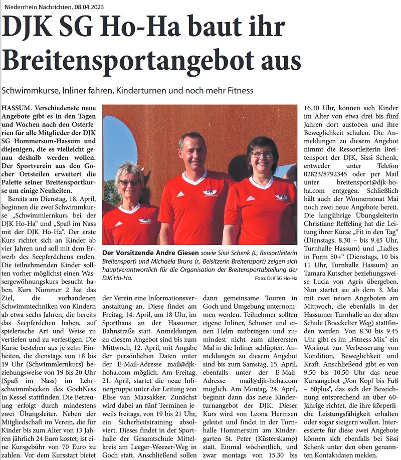 DJK SG Ho-Ha baut ihr Breitensportangebot aus