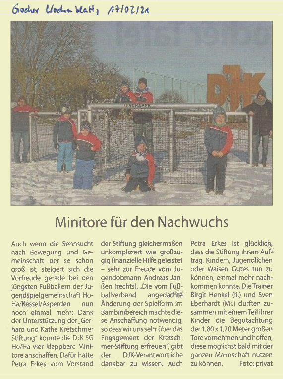 Minitore für den Nachwuchs der DJH Hommersum Hassum